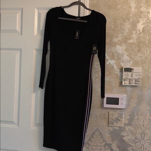 Black long sleeve dress side stripe brand new